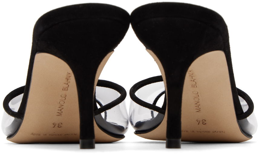 Tilbehør Manolo Blahnik Manolo Blahnik Jadifa PVC Heeled Mules Sort | 422-1418, 1
