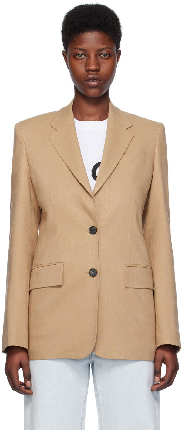 Jakke MSGM Single-Breasted Blazer Beige | 3641MDG23 247010