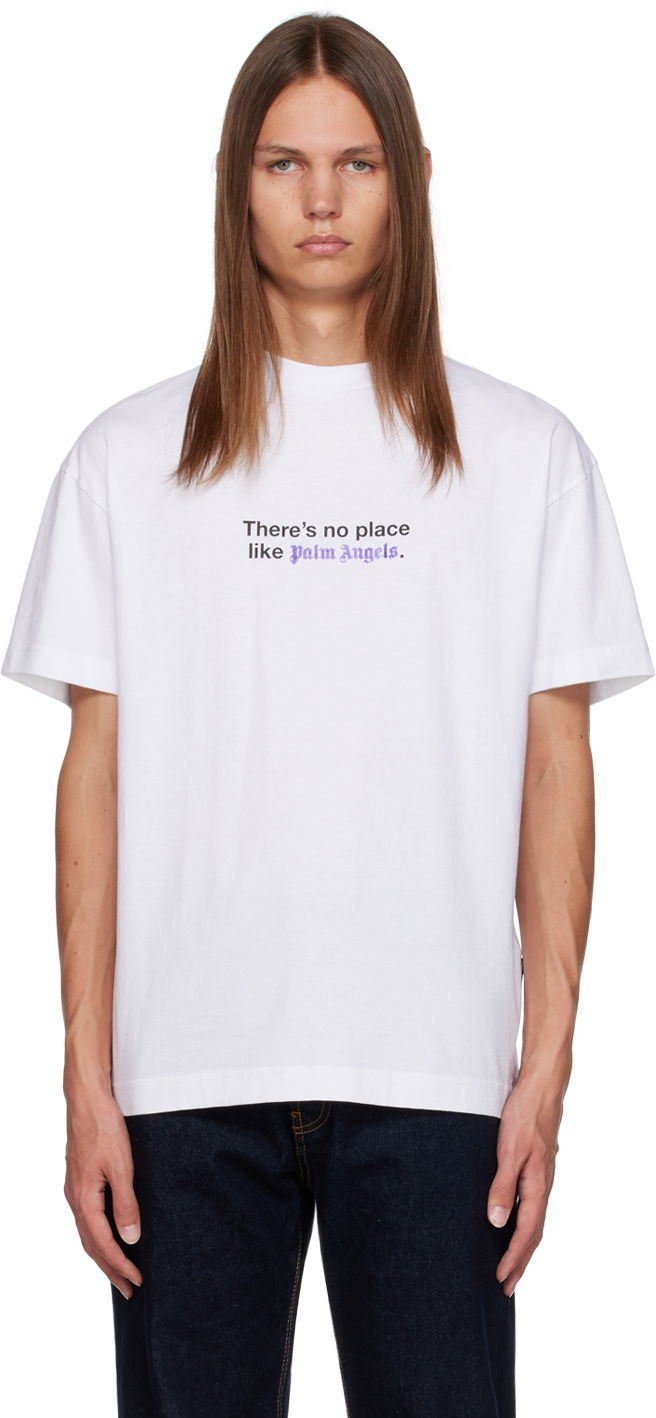 T-shirt Palm Angels White 'No Place' Hvid | PMAA001F23JER0030110, 0