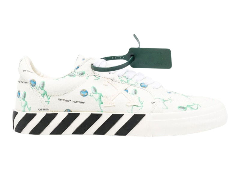 Sneakers og sko Off-White Vulc Low Canvas Alien Logo Applique White Green Black Hvid | OMIA085F22FAB0030155, 0