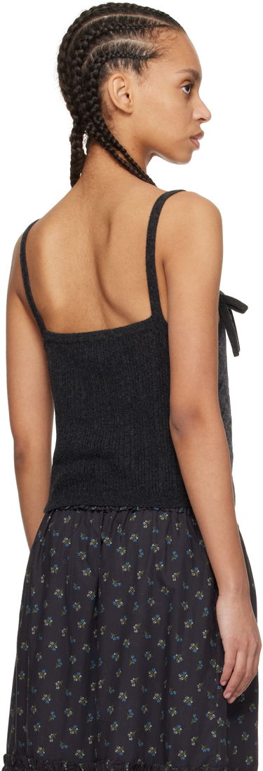 Tanktop GANNI Gray Cashmere Mix Strap Tank Top Sort | K2417, 2