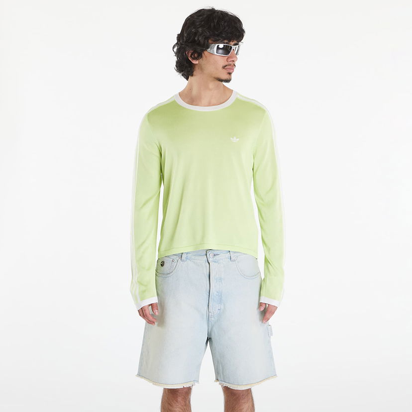 T-shirt adidas Originals Wales Bonner x Knit Long sleeve Tee Semi Frozen Yellow/ White Gul | IZ1892