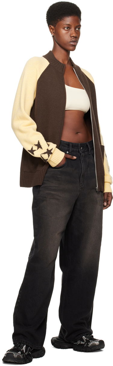 Sweater We11done We11done Zip-Up Star-Intarsia Cardigan Brun | WD-KJ0-24-620-U-BR, 3