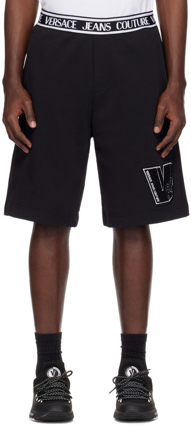 Shorts Versace Couture Black V-Patch Shorts Sort | E76GADG04_ECF01G