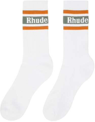 Sokker Rhude Rhude Stripe Logo Socks Hvid | RHPS24SO12830562, 1