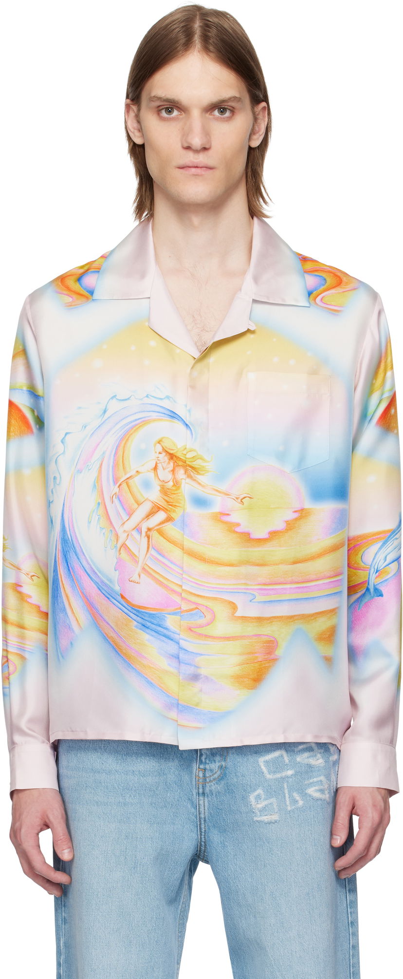 Skjorte Casablanca Casablanca Psychedelic Nirvana Silk Shirt Flerfarvet | U-MS25-SH-006-05