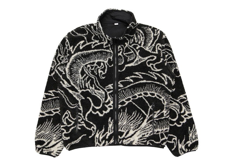 Sweatshirt Stüssy Dragon Sherpa Jacket Sort | 118510_BLAC