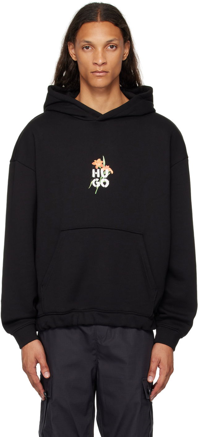 Sweatshirt BOSS Floral Hoodie Sort | 50517408