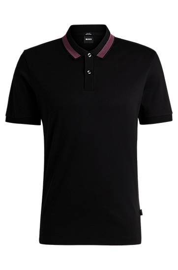 Polo skjorte BOSS BOSS Slim Fit Polo Shirt with Collar Stripe Sort | 50531791