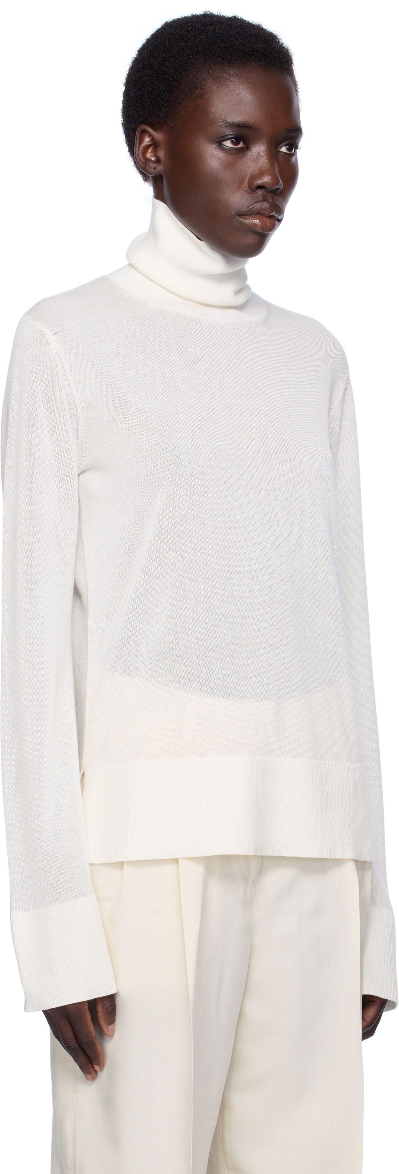 Sweater TOTEME TOTEME Slit Sleeve Turtleneck Hvid | 253-WRT0535-YA0079, 1