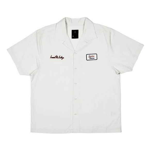 Skjorte Jordan Jordan x Union LA Embroidered Logo Woven Shirt Hvid | CV1356-094