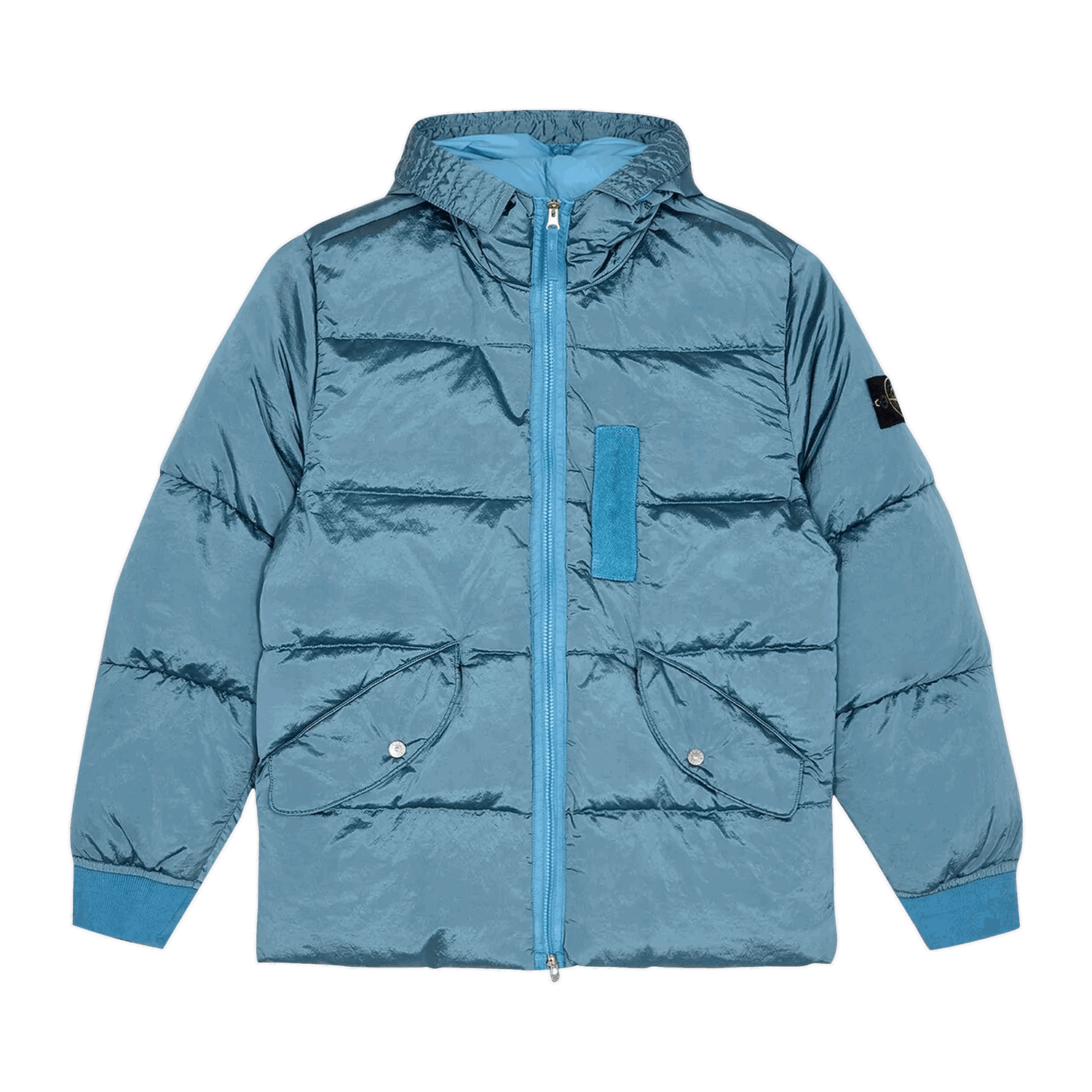 Puffer jakke Stone Island Hooded Down Jacket Blå | 771543619 V0046, 0