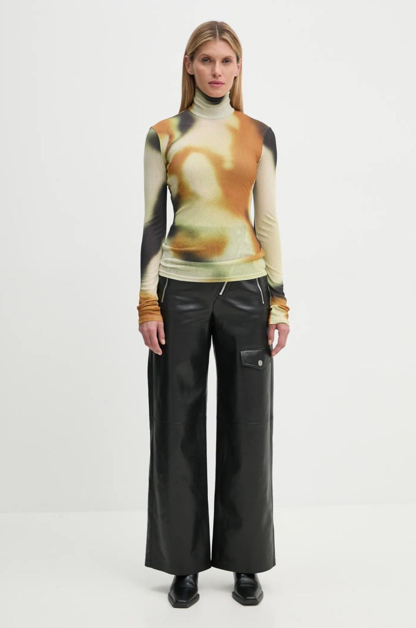 T-shirt Nanushka HARRI Printed Turtleneck Top Beige | NW24FWTP33076, 1