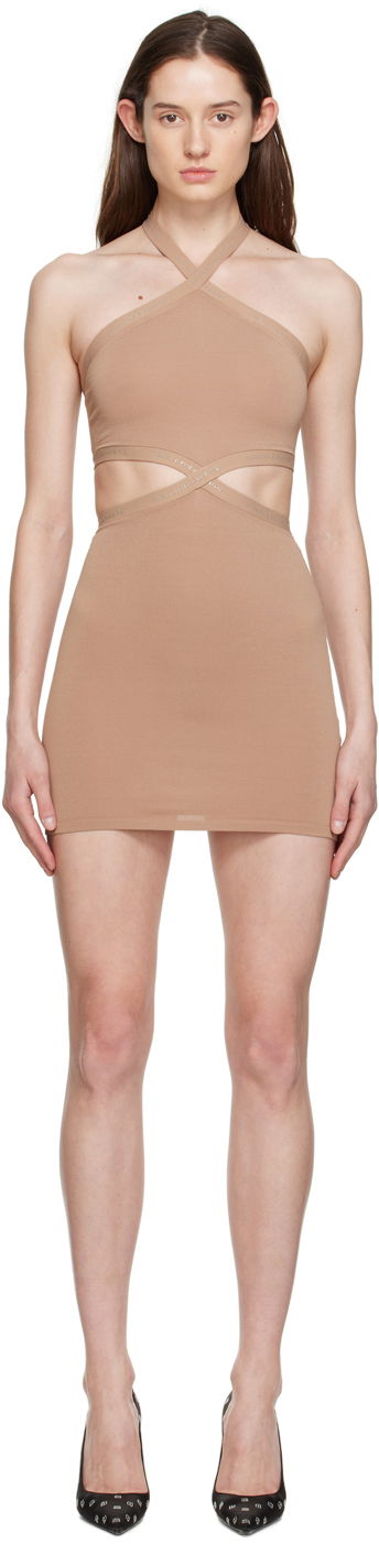 Kjole Alexander Wang Alexander Wang Halter Mini Dress Beige | 4KC1236038