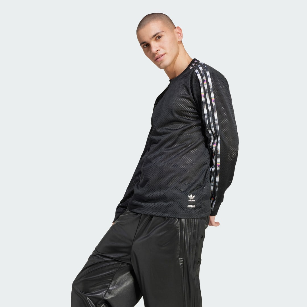 T-shirt adidas Performance Pride Mesh 3-Stripes Long Sleeve Sort | IZ4893, 0