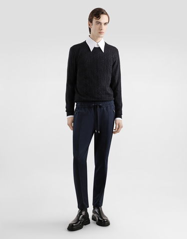 Bukser Dolce & Gabbana Dolce & Gabbana Stretch Cotton Gabardine Jogging Trousers Mørkeblå | GYACEZFUFNVB0665, 1