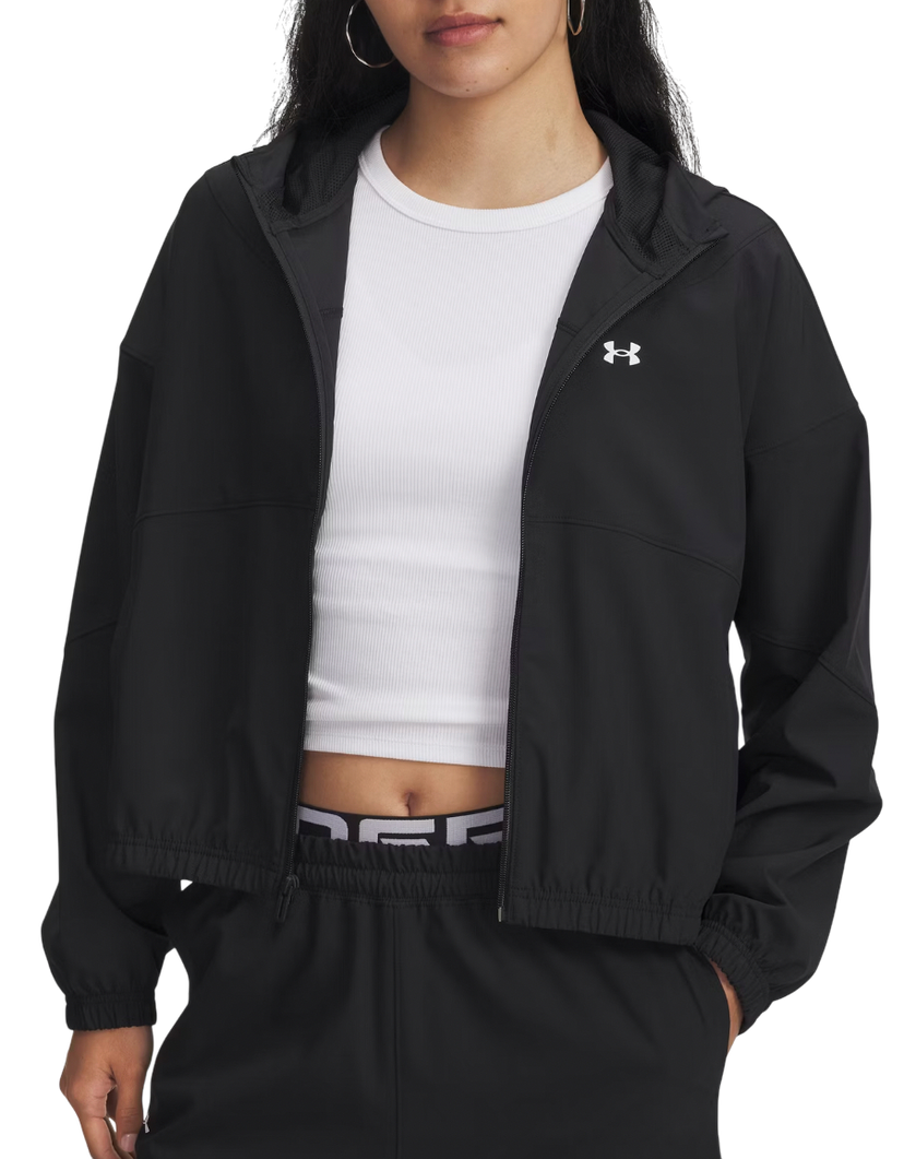Vindjakke Under Armour UA Rival Woven Cropped Hooded Jacket Sort | 6004849-005
