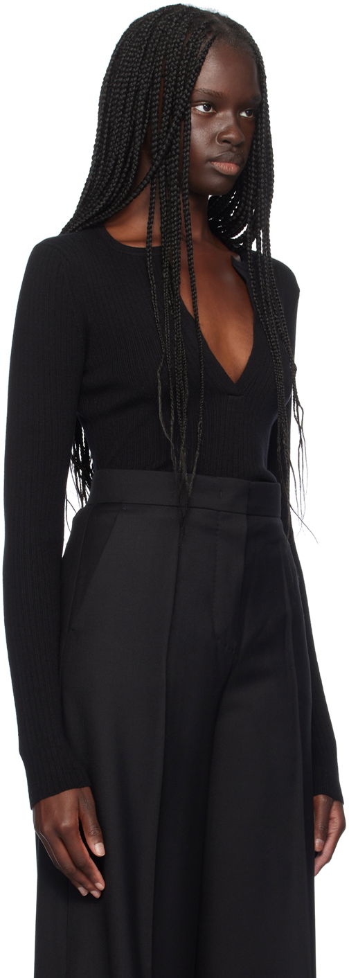 Krop Max Mara Max Mara Urlo Ribbed Knit Sweater Sort | 2421366111600, 1