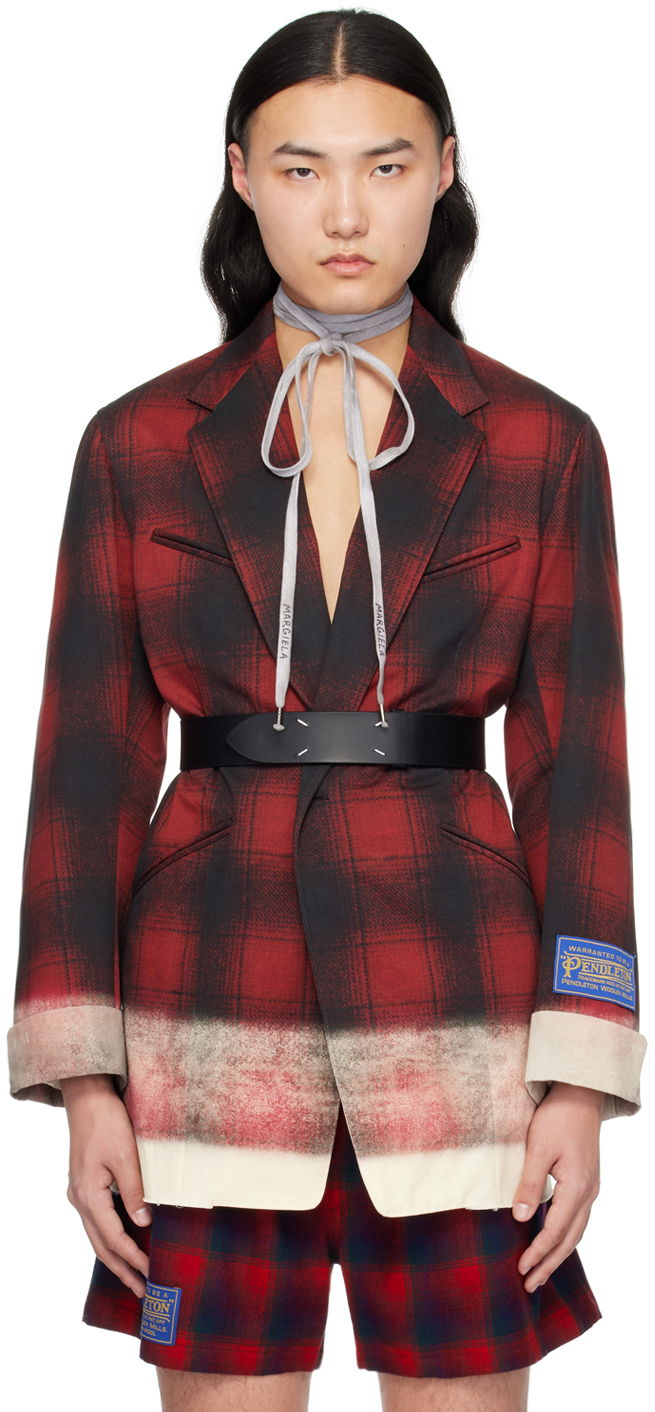 Skjorte Maison Margiela Contrast Plaid Blazer Rød | S50BN0515 M35005