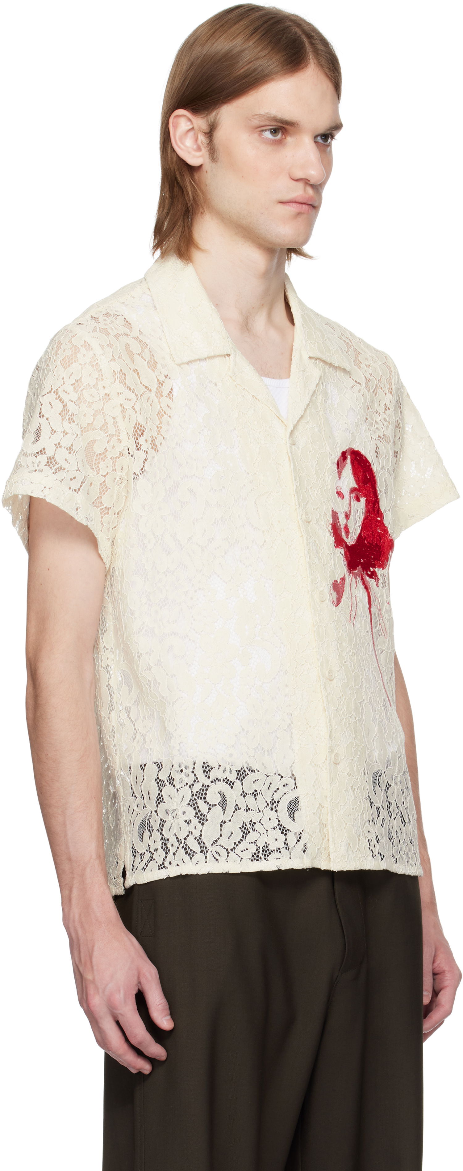 Skjorte KidSuper KidSuper Lace Girl Painting Shirt Hvid | SS25-SST-06, 1