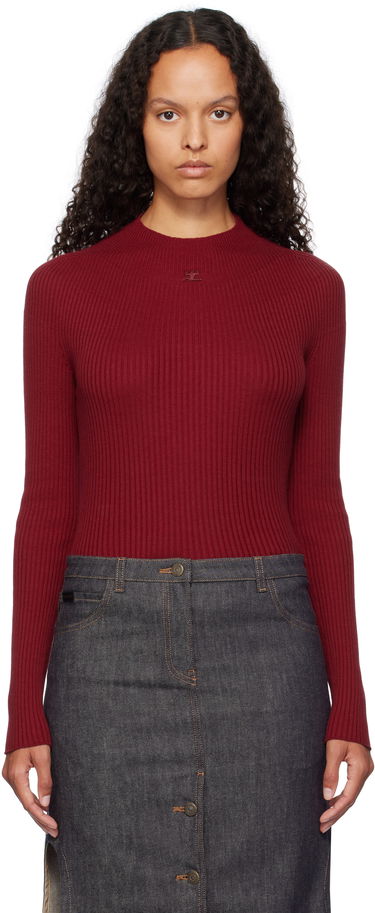 T-shirt Courrèges Long Sleeved Fitted Sweater Rød | 124MPU128FI0049, 0