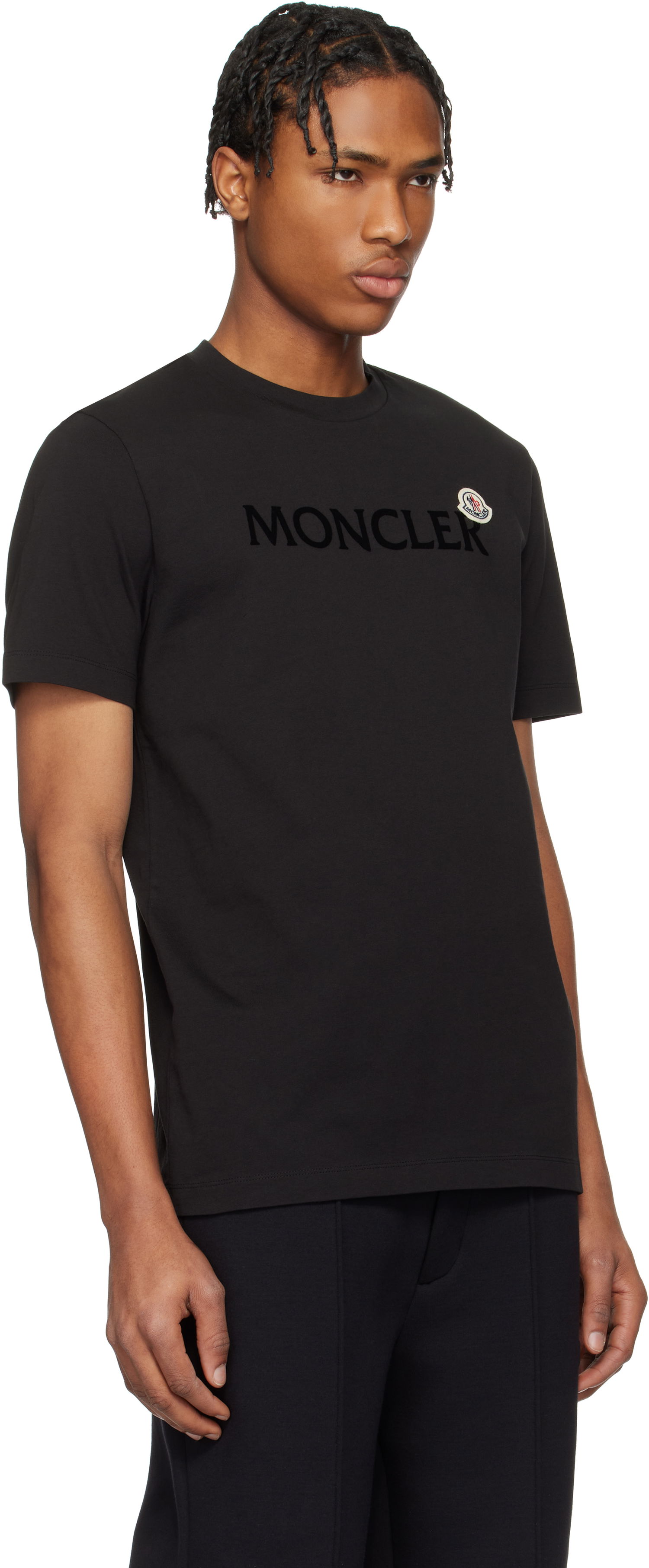 T-shirt Moncler Moncler Flocked Logo Cotton T-Shirt Sort | K10918C000758390T, 1