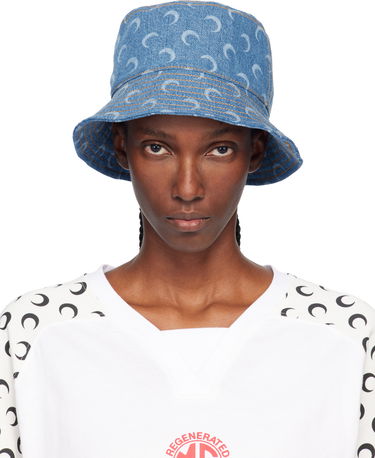 Hat Marine Serre Marine Serre Moon Laser Denim Bucket Hat Blå | UHG030ACDEN0002, 0