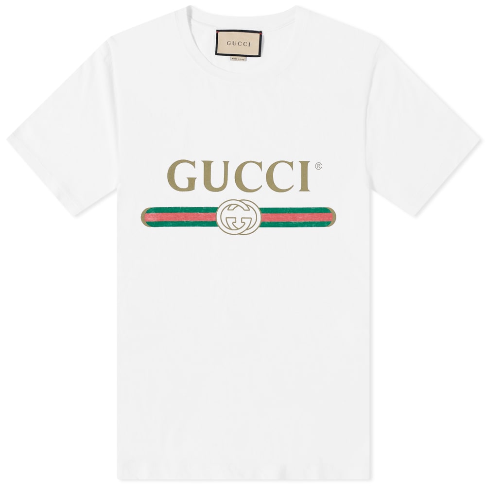 T-shirt Gucci Fake Tee Hvid | 440103-X3F05-9045, 0