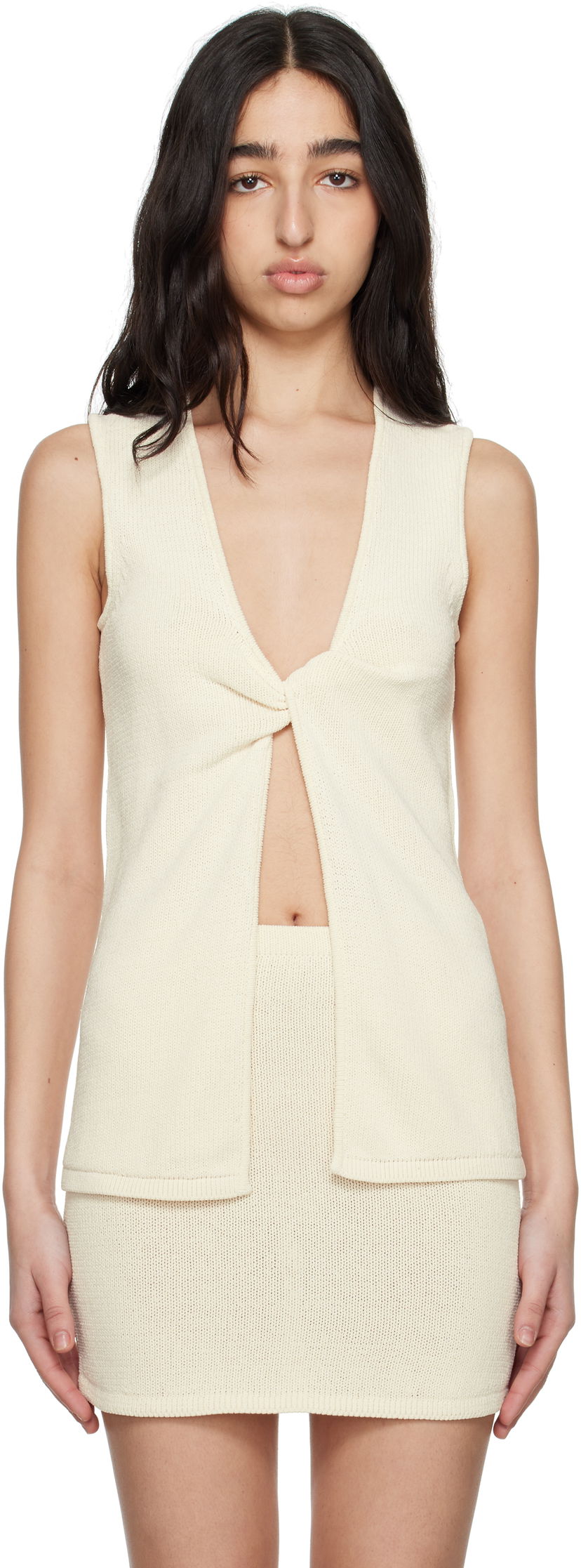 Nederdel BEC + BRIDGE BEC + BRIDGE Milla Twist Knit Tank Top Beige | A25-21701