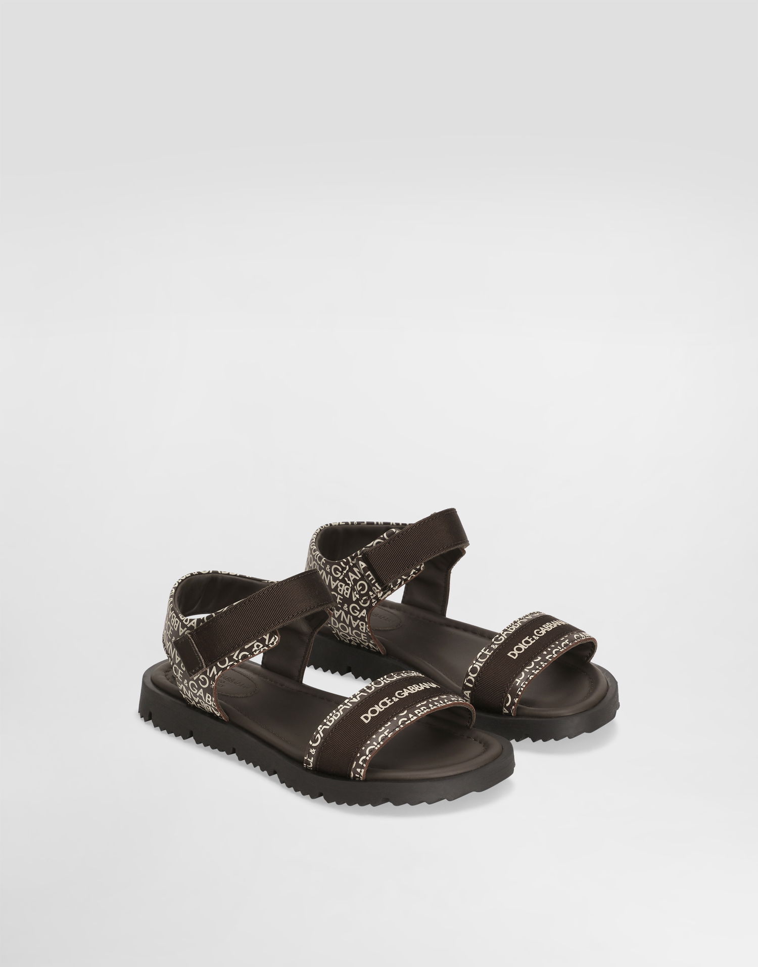 Tilbehør Dolce & Gabbana Dolce & Gabbana Calfskin Logo Print Sandals Brun | DA5207AX182HMXCK, 1