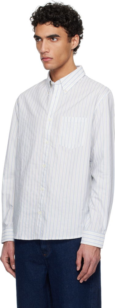Skjorte A.P.C. A.P.C. Edouard Brodée Striped Button-Down Shirt Hvid | COHFZ-H12509, 3