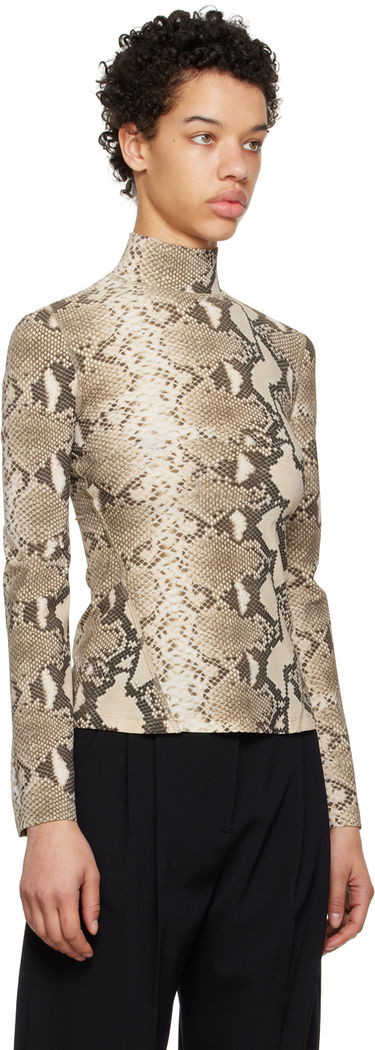 T-shirt Stella McCartney Stella McCartney Python Print Long Sleeve T-Shirt Beige | 6J01903SPX60, 1