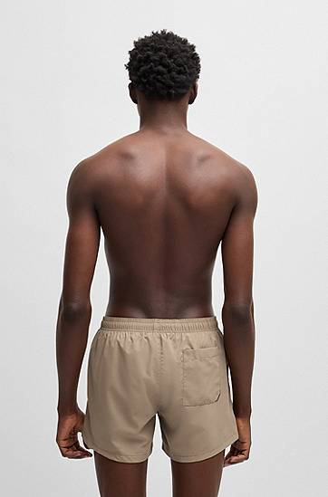 Badetøj BOSS HUGO Quick-Dry Swim Shorts with Vertical Logo Beige | 50513979, 1