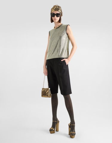 Tanktop Dolce & Gabbana Sleeveless Crystal Mesh Blouse Metalisk | F7AK7ZFLSK3S0997, 1