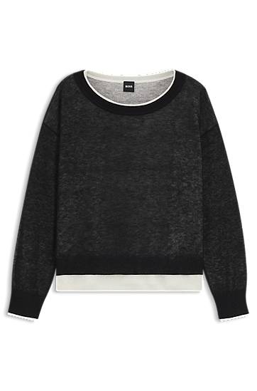 Sweater BOSS Knitted sweater with layered design Sort | 50542875, 0