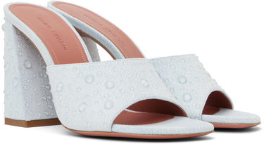 Tilbehør Amina Muaddi Amina Muaddi Brigitte Crystal Heeled Sandals Blå | BRIGITTE CRYSTAL SLIPPER BLOCK, 3