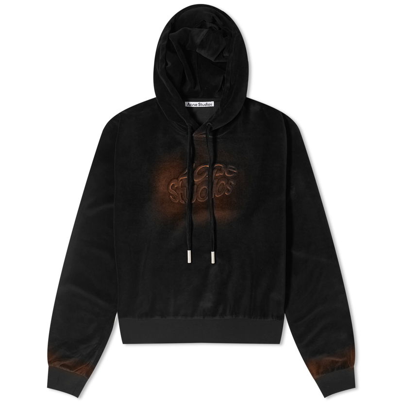 Sweatshirt Acne Studios Velour Logo Hoodie Sort | CI0162-900