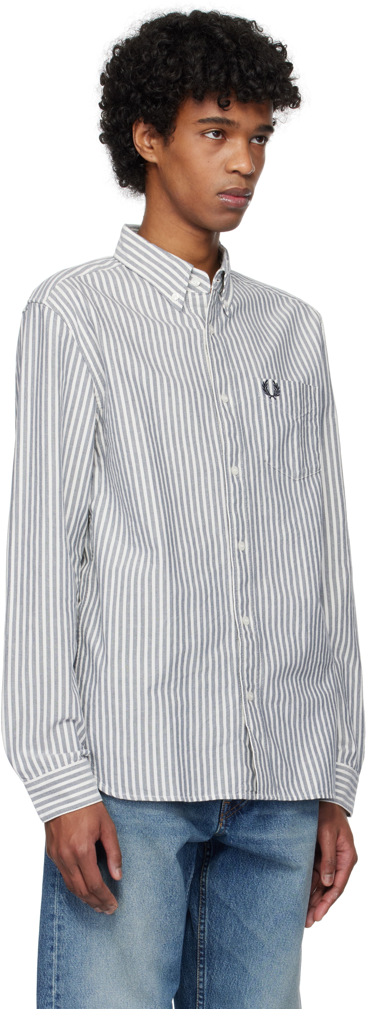 Skjorte Fred Perry Fred Perry Striped Oxford Shirt Hvid | M6574, 1
