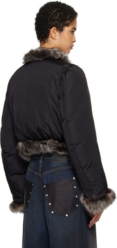 Puffer jakke Alexander Wang Alexander Wang Fur Trim Down Jacket Sort | 1WC4242573, 2