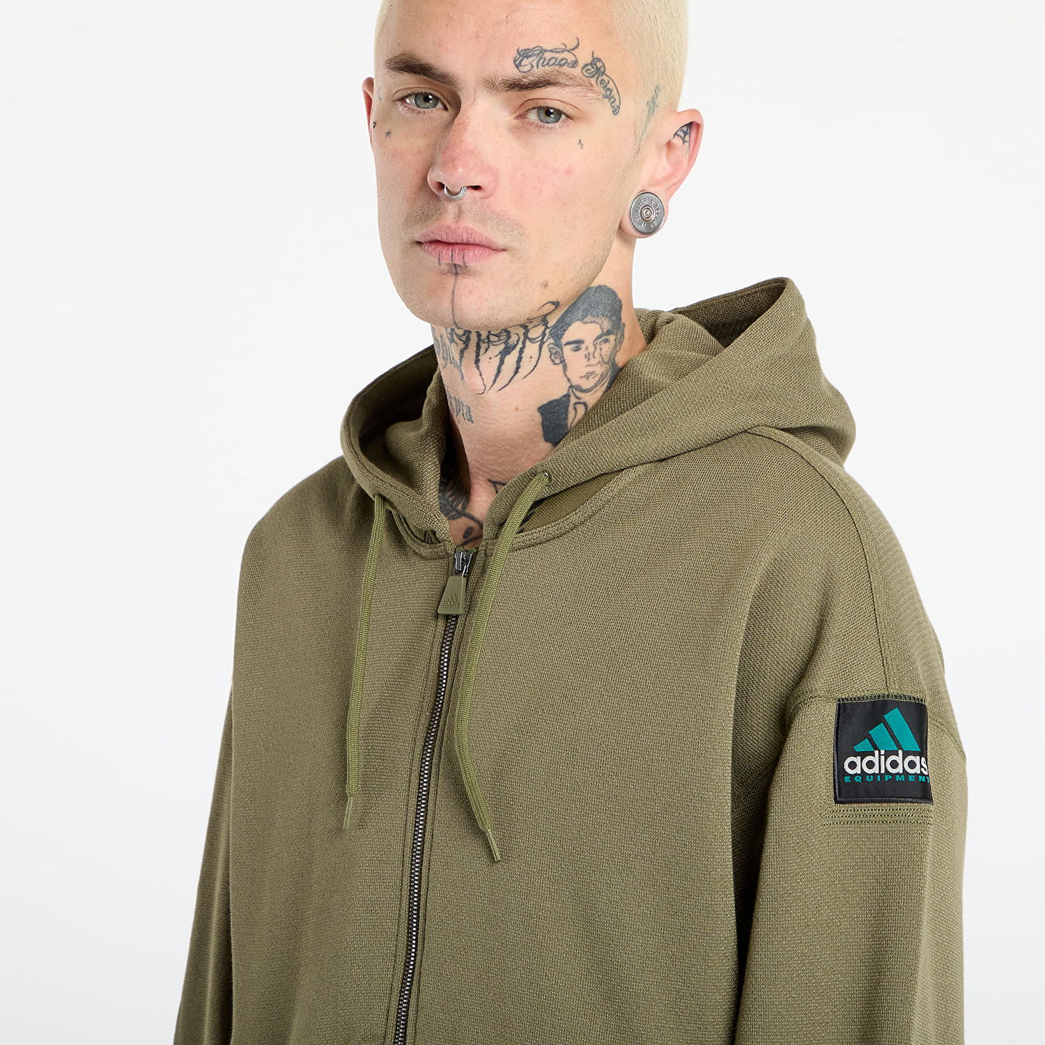Sweatshirt adidas Originals Equipment Reflective Hoodie Full-Zip Grøn | JV7650, 1