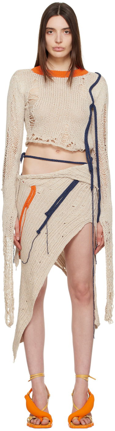 Nederdel Ottolinger Ottolinger Distressed Knit Top Beige | 705101