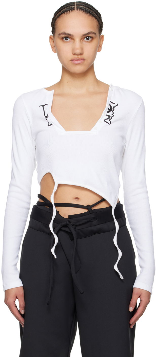 T-shirt Ottolinger Ottolinger Asymmetric Long Sleeve T-Shirt Hvid | 408101
