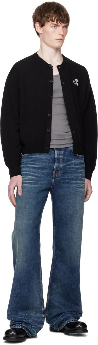Sweater We11done We11done Teddy Logo Cardigan Sort | WD-KC2-25-611-U-BK, 3