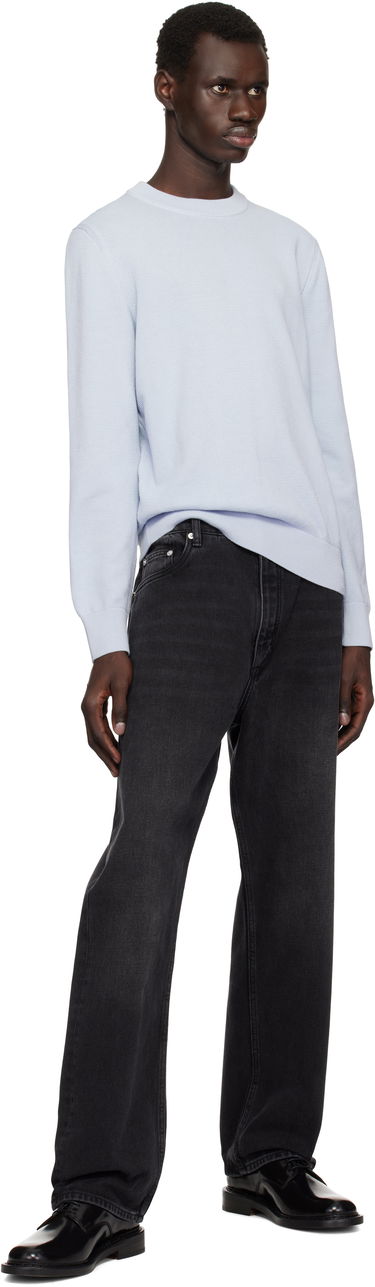 Sweater BOSS BOSS Micro-Structured Cotton Sweater Blå | 50506022, 3