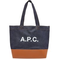 Mulepose A.P.C. Large Axel Denim & Leather Tote Bag Mørkeblå | CODDP-M61917-CAF, 1