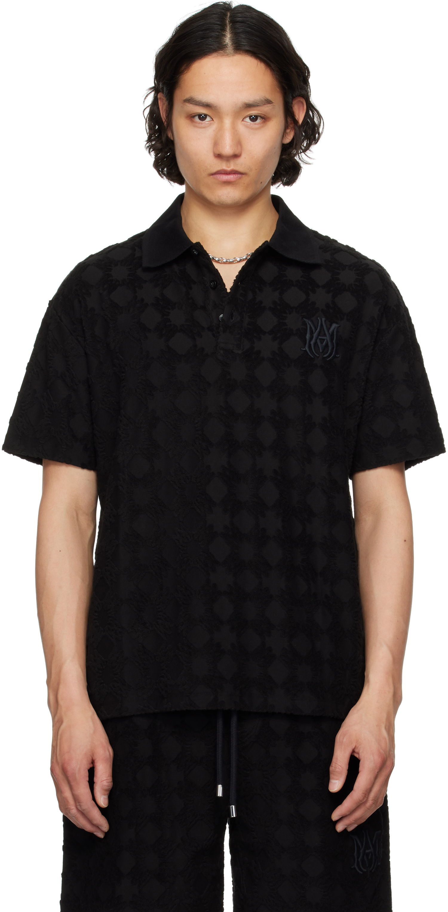 Polo skjorte AMIRI AMIRI MA Quad Toweling Polo Sort | AMJYPO1015, 0