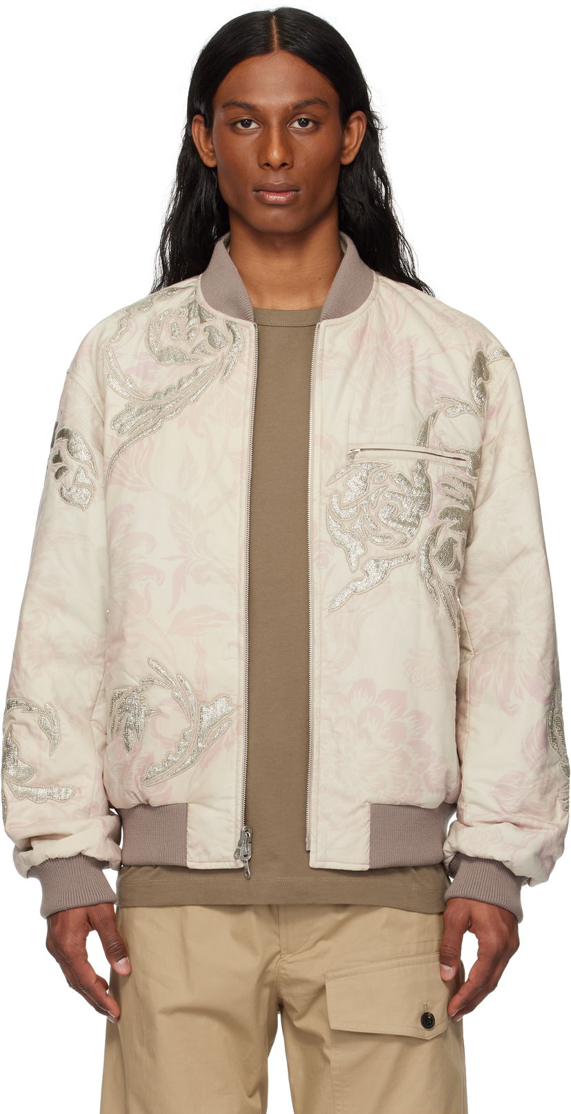 Bomberjakke Dries Van Noten Dries Van Noten Floral Reversible Bomber Jacket Lyserød | 251-080539-1002