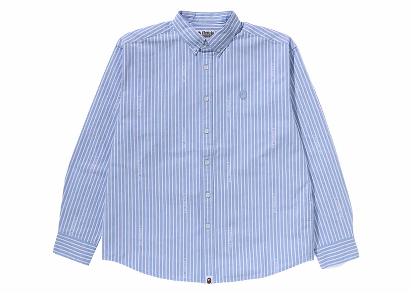 Skjorte BAPE BAPE Ape Head One Point Logo Stripes Shirt Sax Blå | 1K30-131-307