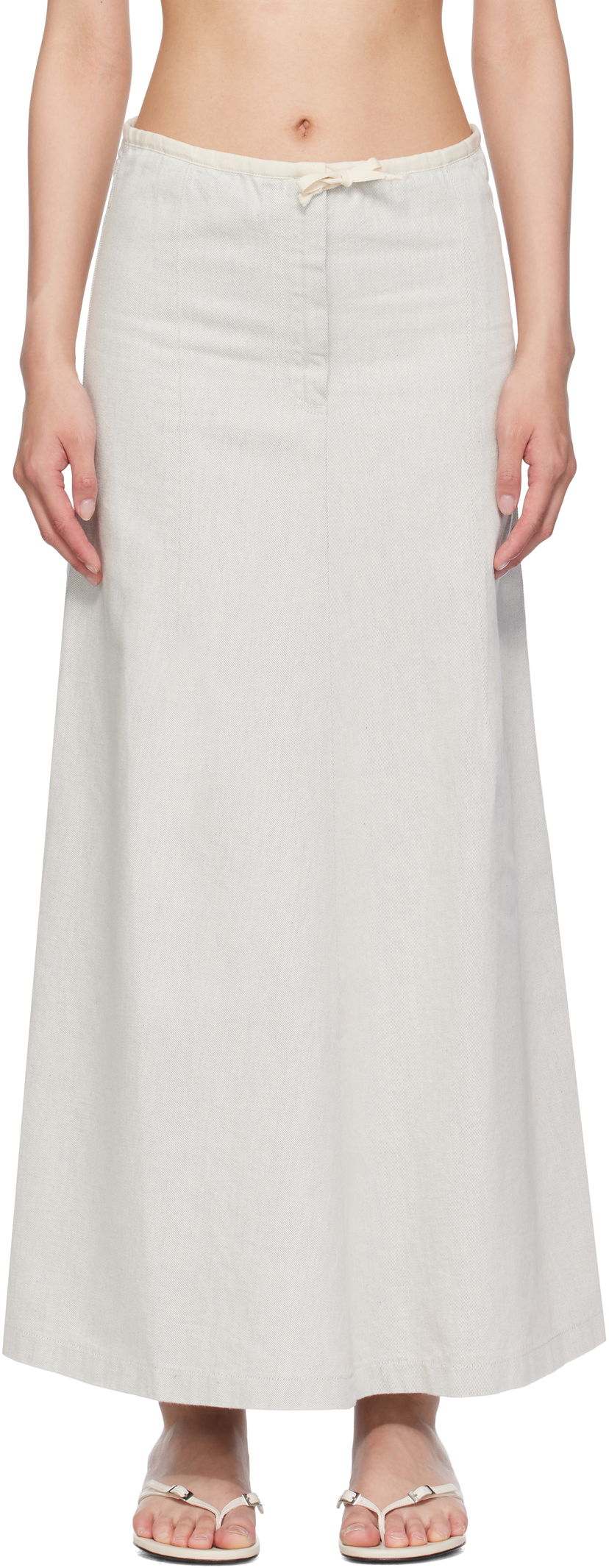 Nederdel Baserange Baserange Arthur Denim Maxi Skirt Hvid | SKAR-DE-SU25