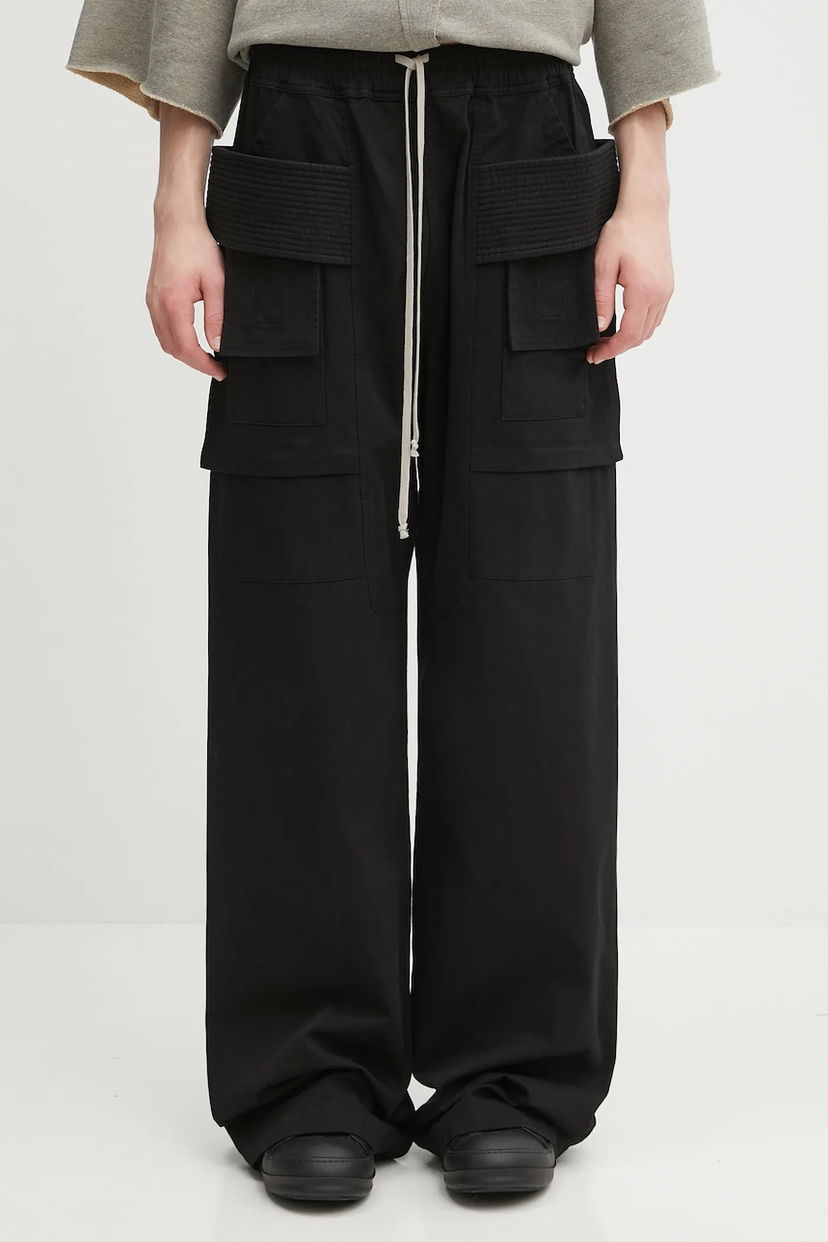 Cargo bukser Rick Owens Rick Owens DRKSHDW Creatch Wide Cargo Drawstring Cotton Pants Sort | DU02E7394.TW